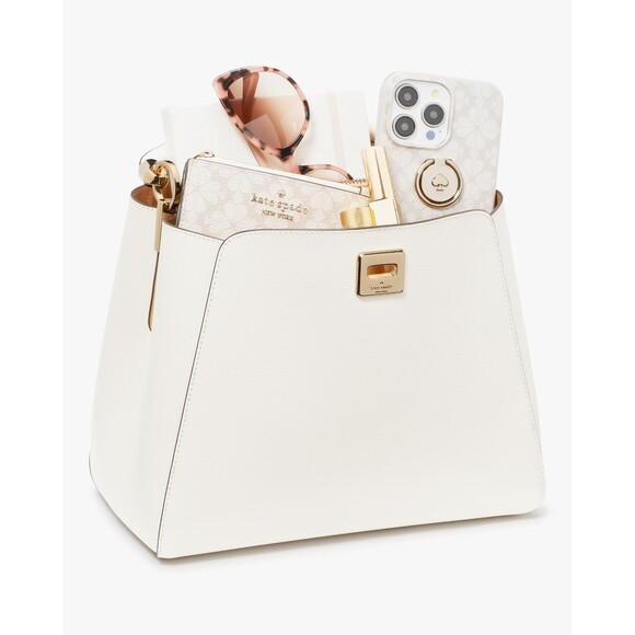 New Kate Spade Phoebe Medium Top Handle Satchel Refined Grain Leather Meringue - Picture 6 of 6